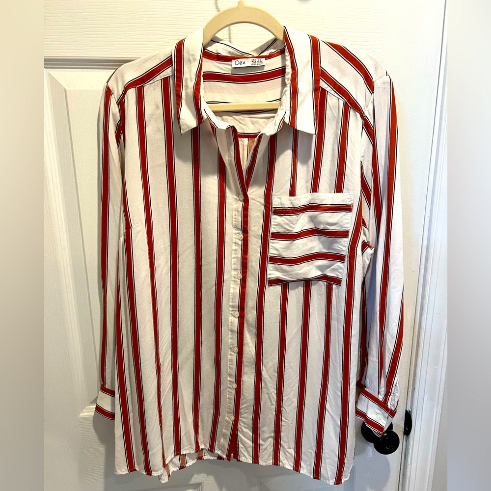 Dex Burnt Orange & White Striped Button-Up Shirt